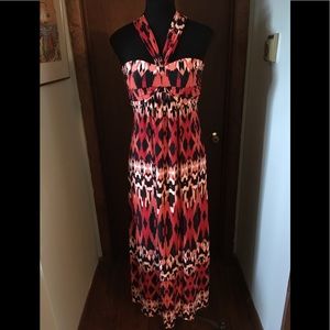 Soma Ikat Print Maxi Dress Size S Halter Style